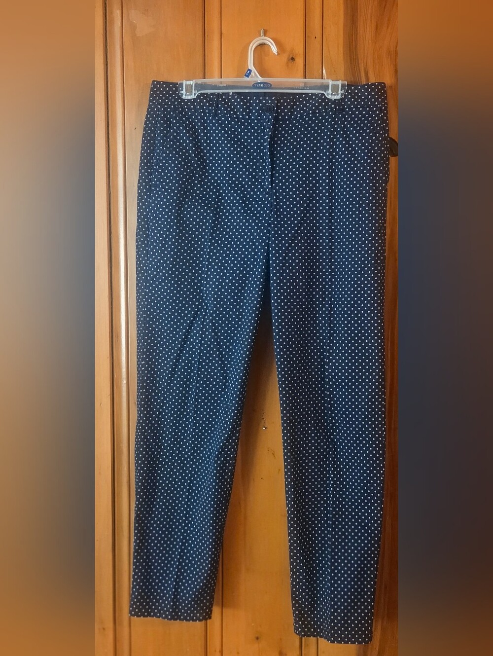 Talbots Chino Sz 8 Navy Blue Polka Dot Trousers
